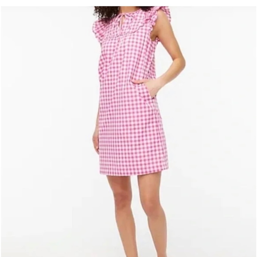 J Crew pink gingham dress